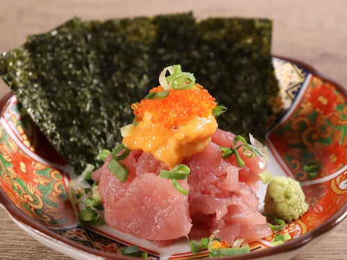 韓国海苔で食べる!ねぎとろユッケ風